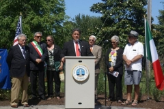 Delaware Commission on Italian Heritage and Culture Chairperson, Atty. Richard DiLiberto, addresses the crowd at the dedication of the "Giardino dei Navigatori"
